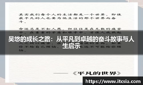 吴悠的成长之路：从平凡到卓越的奋斗故事与人生启示